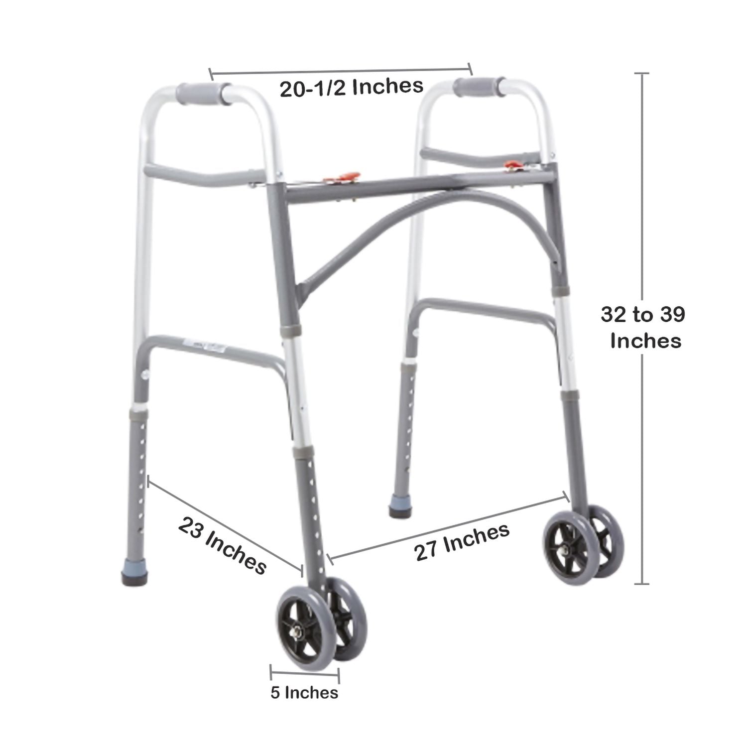 Bariatric Dual Release Folding Walker with Wheels