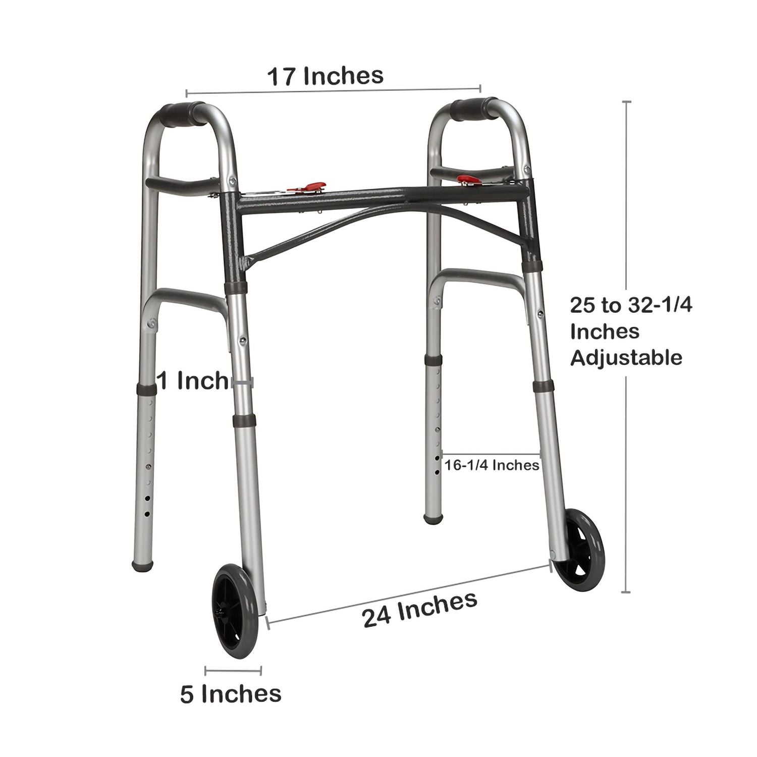 Junior Dual Release Folding Walker with Wheels Adjustable Height