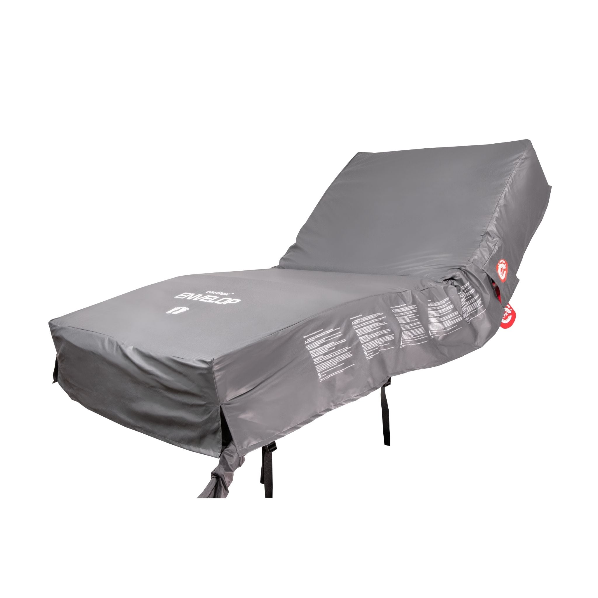 Carilex TheraFlo AP low air loss mattress on adjustable hospital bed, designed for pressure redistribution, airflow management, and patient support