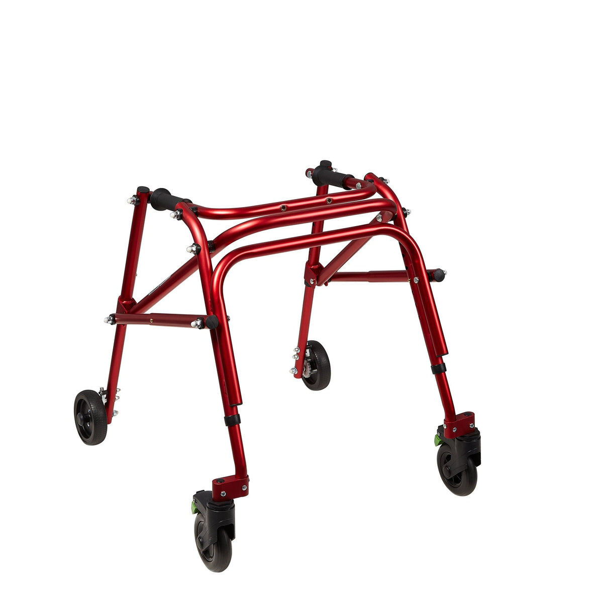 Red Circle Specialty Klip posterior walker, standard style with foot-activated swivel wheel locks