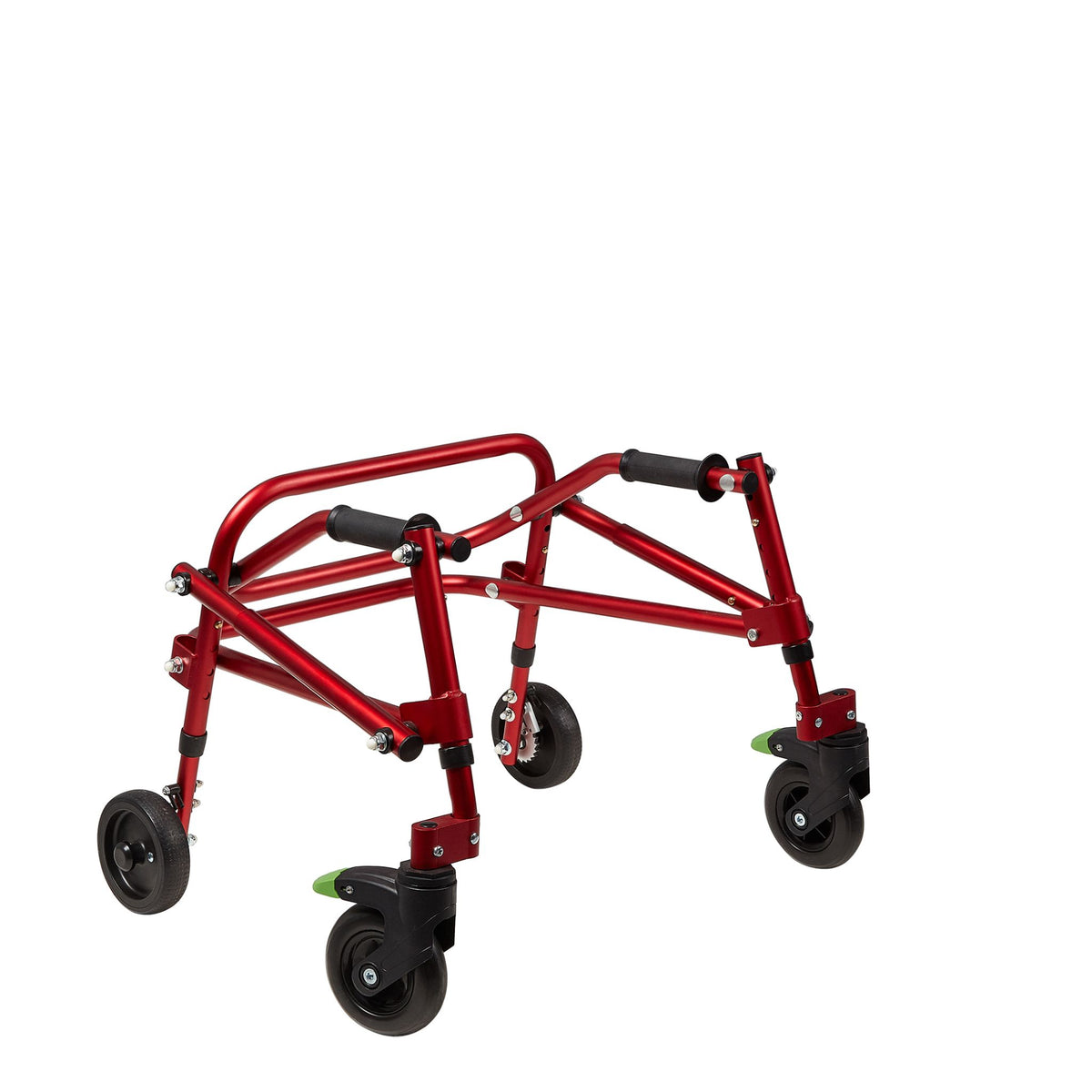 Red Circle Specialty Klip posterior walker, standard style, extra-small size with foot-activated swivel wheel locks