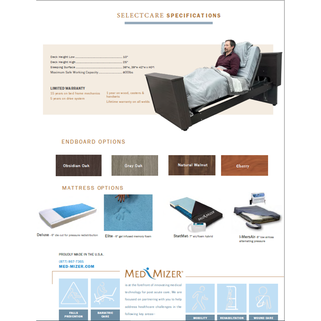 Med-Mizer SelectCare Hi-Lo Bed | Ultra Low Electric Hospital Bed