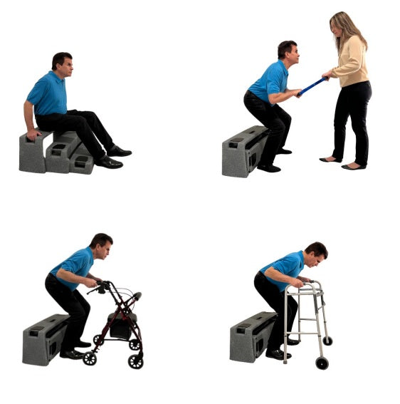 ResQUp demonstrating step-by-step recovery using caregiver assistance, rollator, and walker