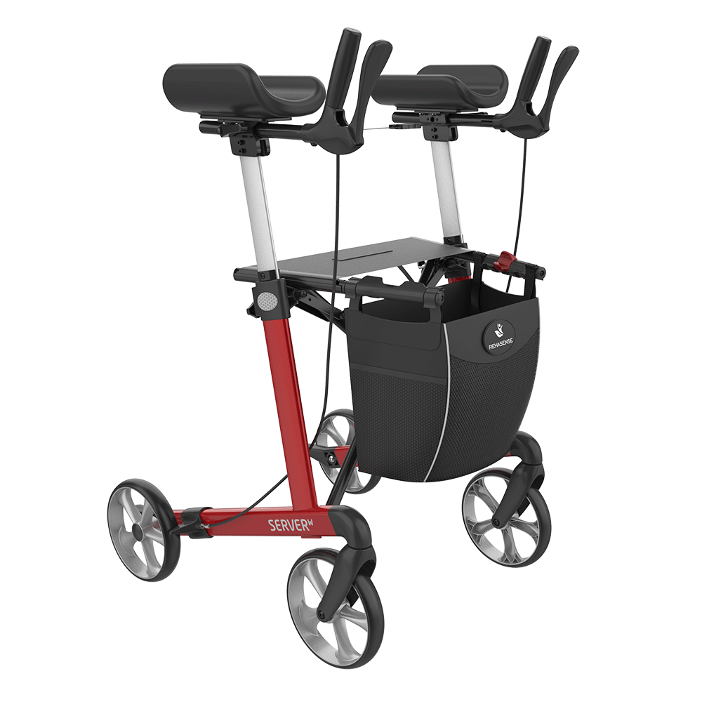 Rehasense SERVER W Upright Indoor Rollator – Forearm Support Walker with Foldable Design