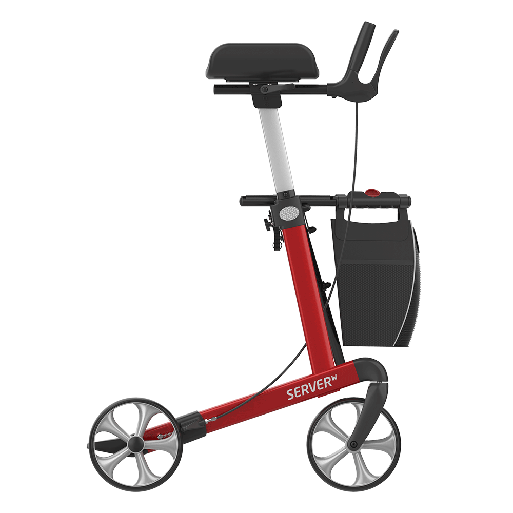 Rehasense SERVER W Upright Indoor Rollator – Forearm Support Walker with Foldable Design