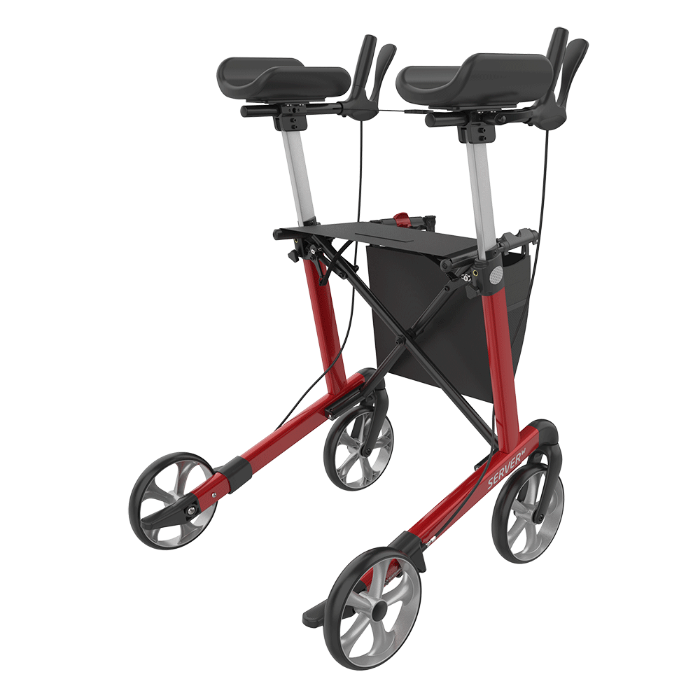 Rehasense SERVER W Upright Indoor Rollator – Forearm Support Walker with Foldable Design