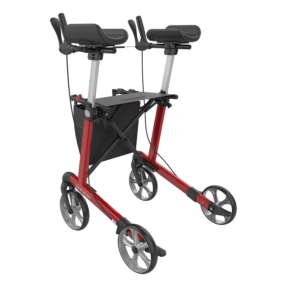 Rehasense SERVER W Upright Indoor Rollator – Forearm Support Walker with Foldable Design