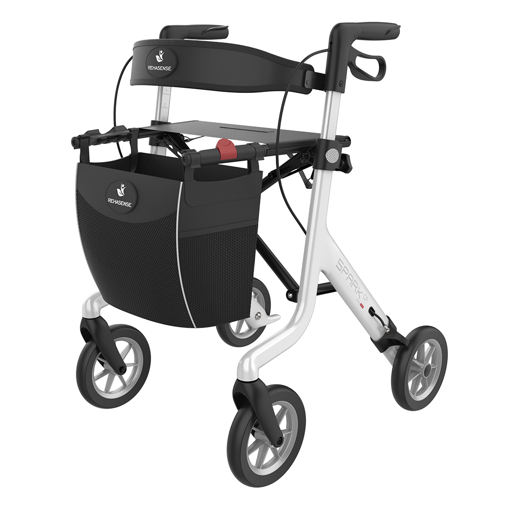 Rehasense SPARK CF Carbon Fiber Rollator – Ultra-Lightweight Folding Walker with Seat