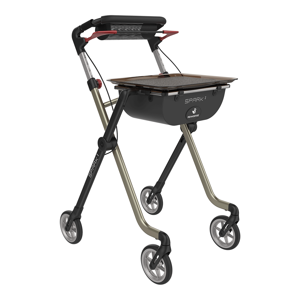 Rehasense SPARK Indoor Rollator – Ultra-Lightweight Folding Walker with Tray
