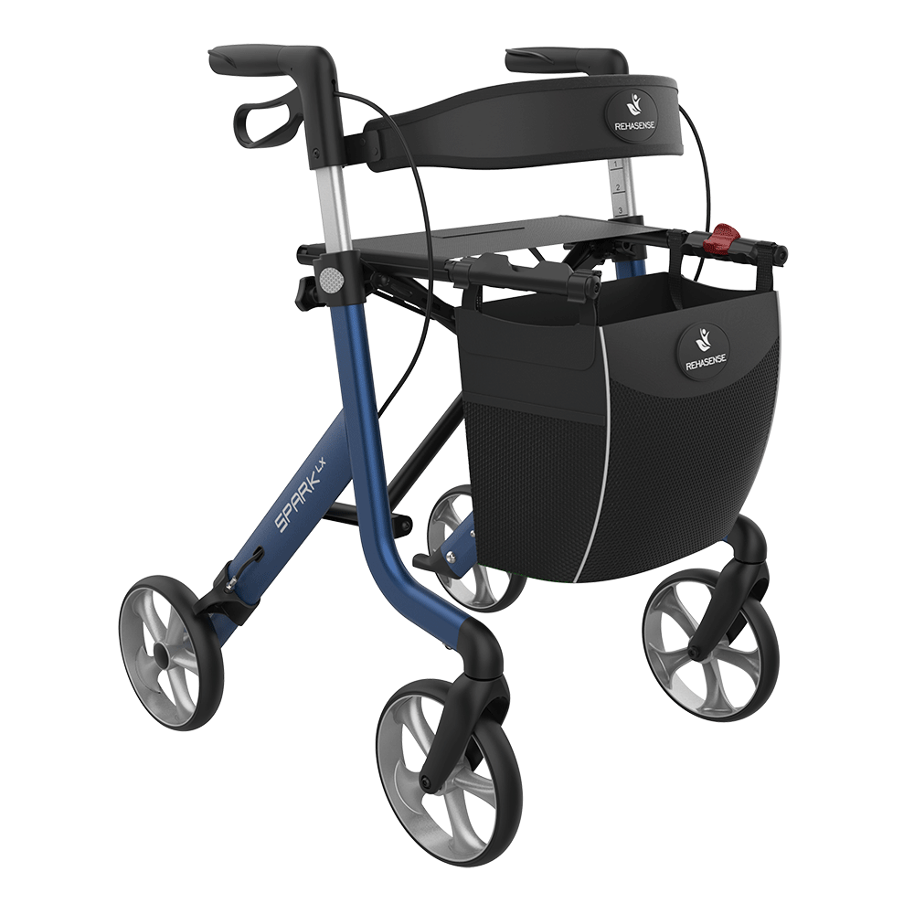 Rehasense SPARK LX Lightweight Rollator – Foldable Aluminum Walker with Seat (Best Seller)