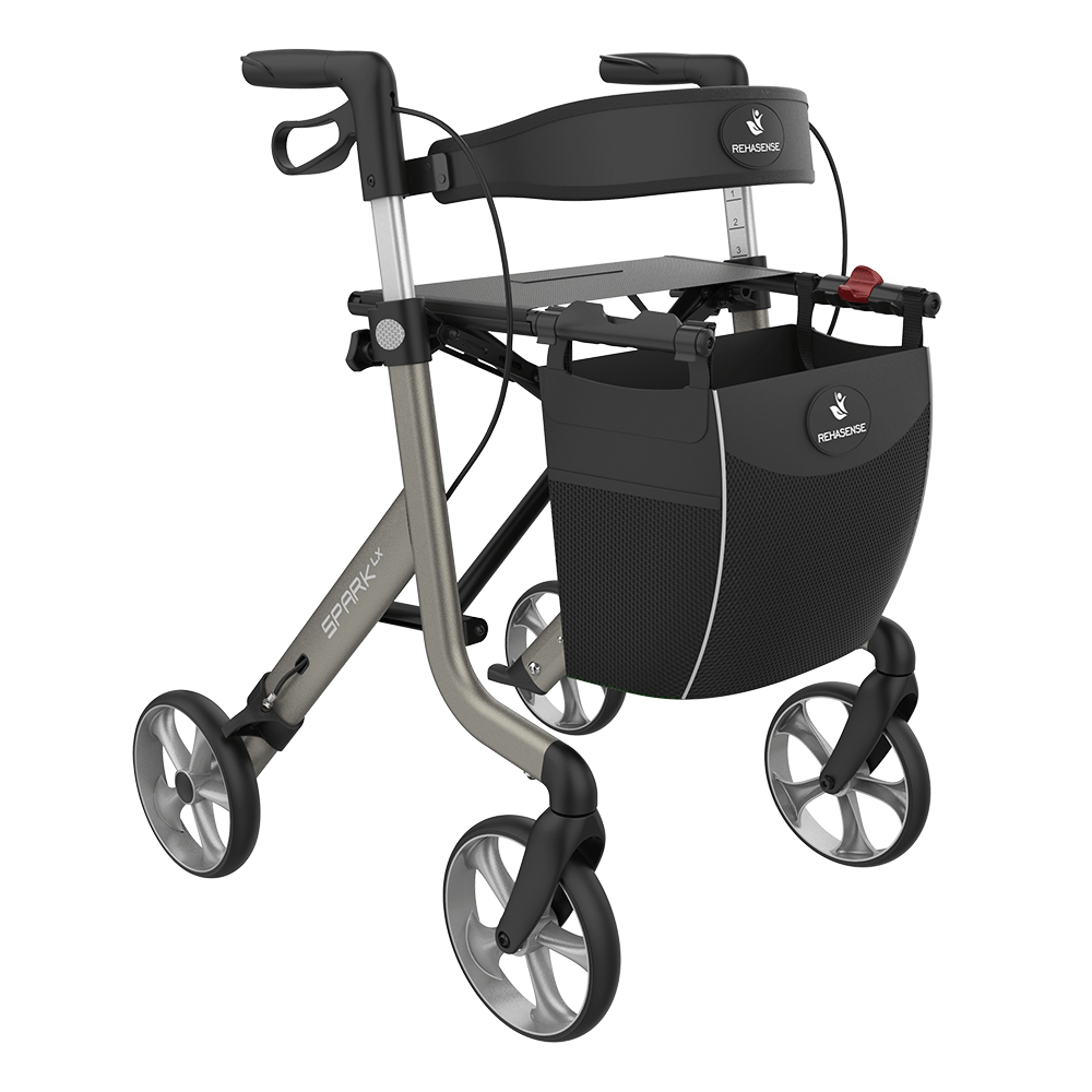 Rehasense SPARK LX Lightweight Rollator – Foldable Aluminum Walker with Seat (Best Seller)