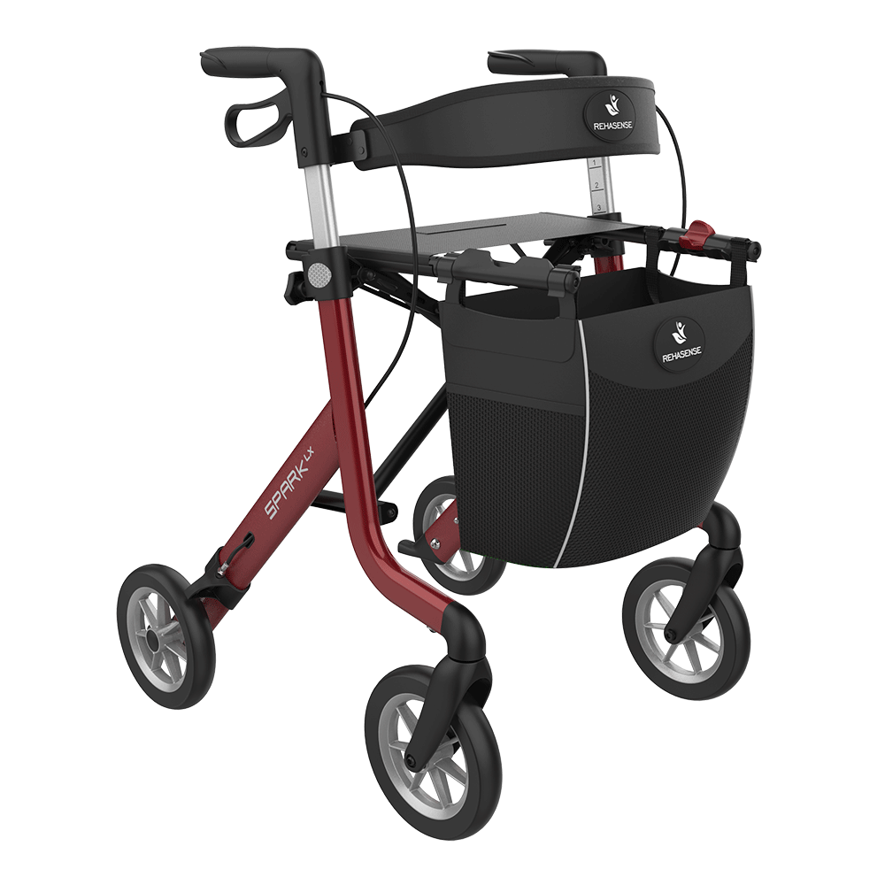 Rehasense SPARK LX Lightweight Rollator – Foldable Aluminum Walker with Seat (Best Seller)