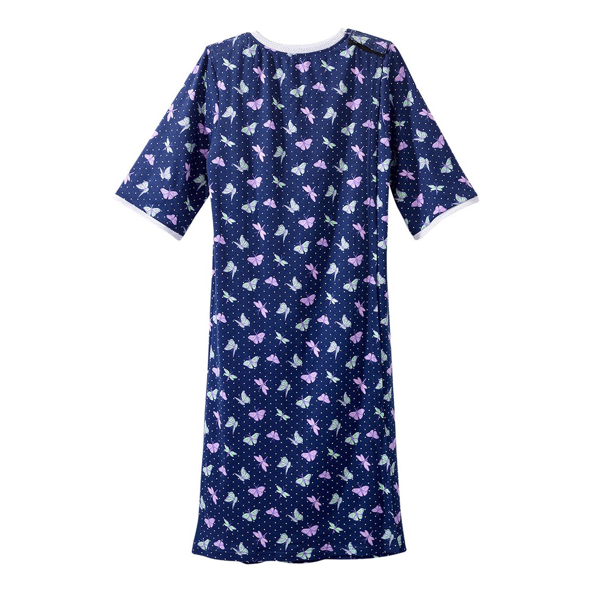 Open Back Knit Nightgown with Lace Trim