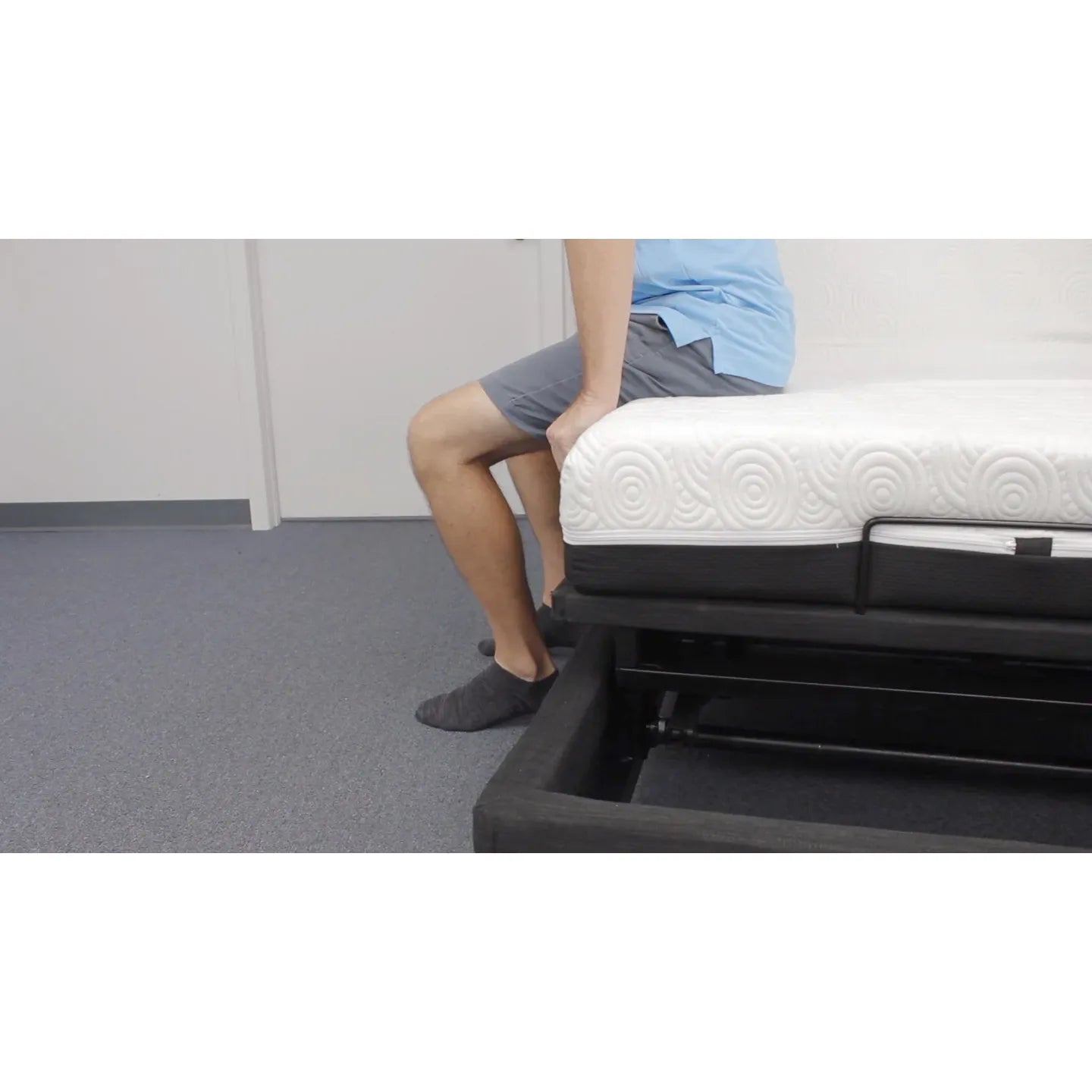 ELEVATE Wallhugger Height Adjustable Bed Base with Hi Lo Motor - Twin XL - Includes Free Waterproof Cover and Rails