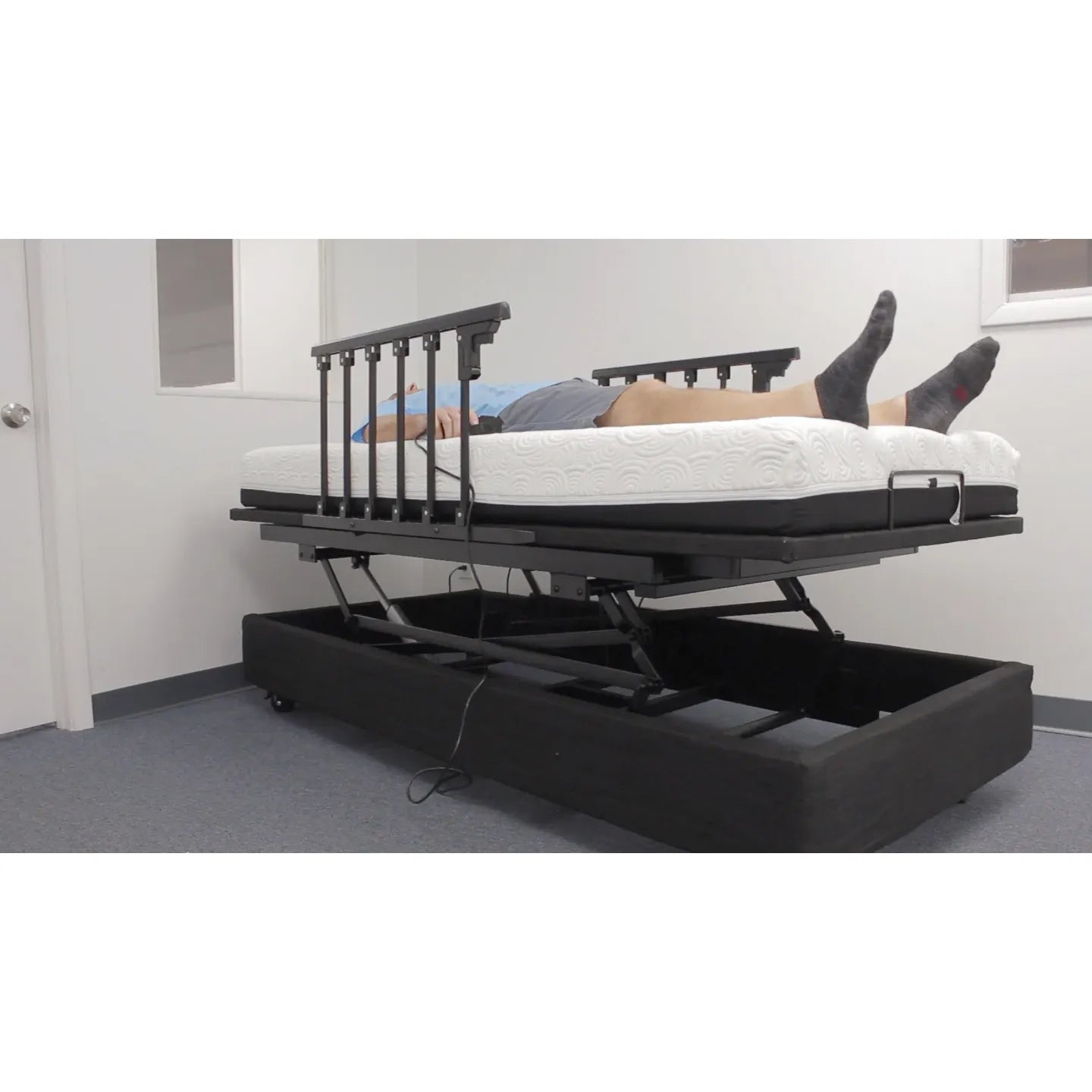 ELEVATE Wallhugger Height Adjustable Bed Base with Hi Lo Motor - Twin XL - Includes Free Waterproof Cover and Rails