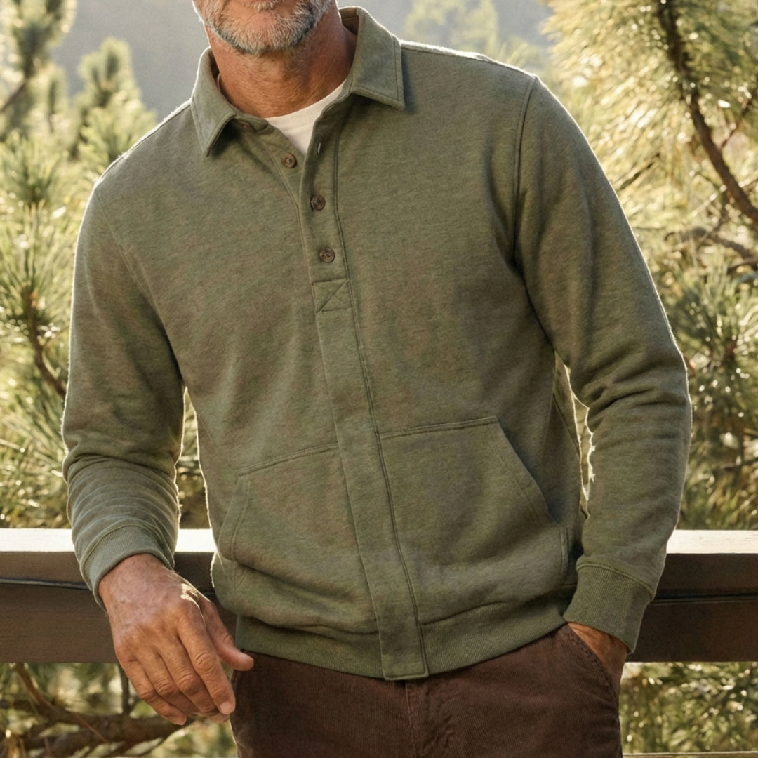 The Adaptive Magnetic Front Sweatshirt in Heathered Olive