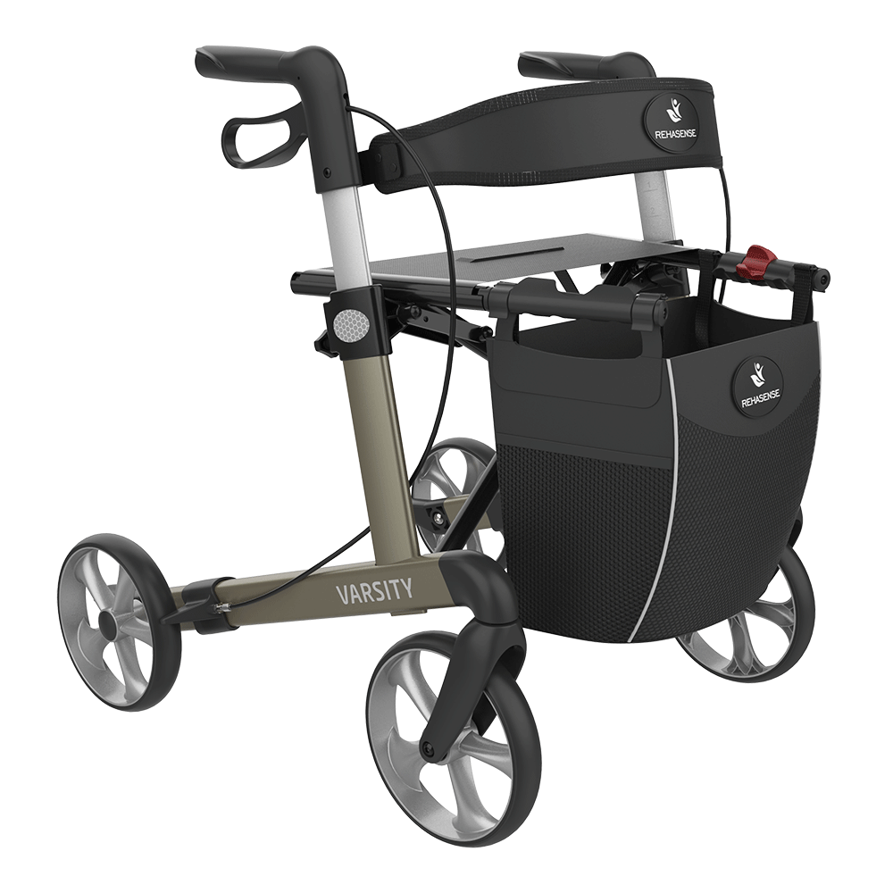 Rehasense Varsity Rollator – Lightweight Folding Aluminum Rollator Walker