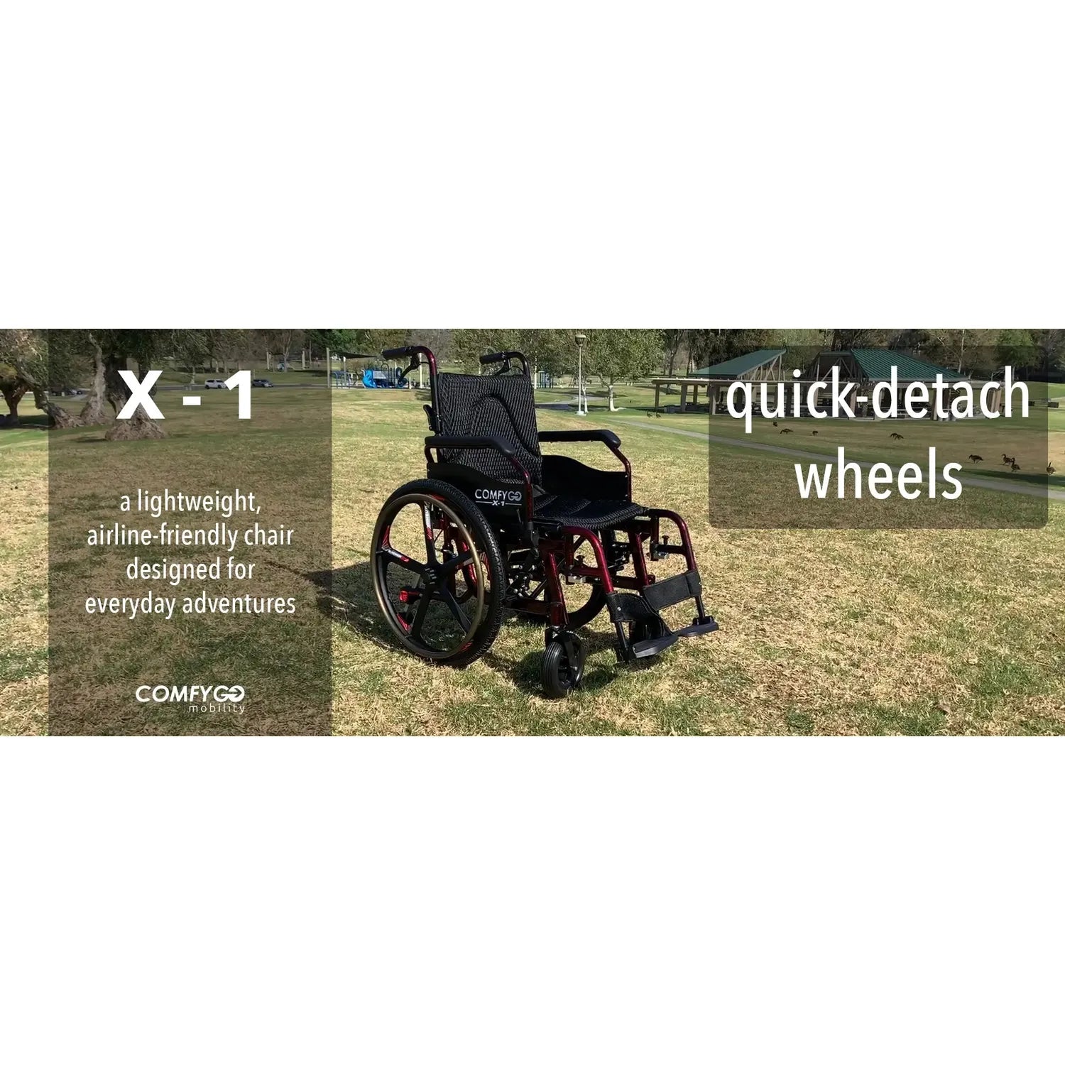 X-1 ComfyGO Lightweight Manual Wheelchair with Quick-Detach Wheels