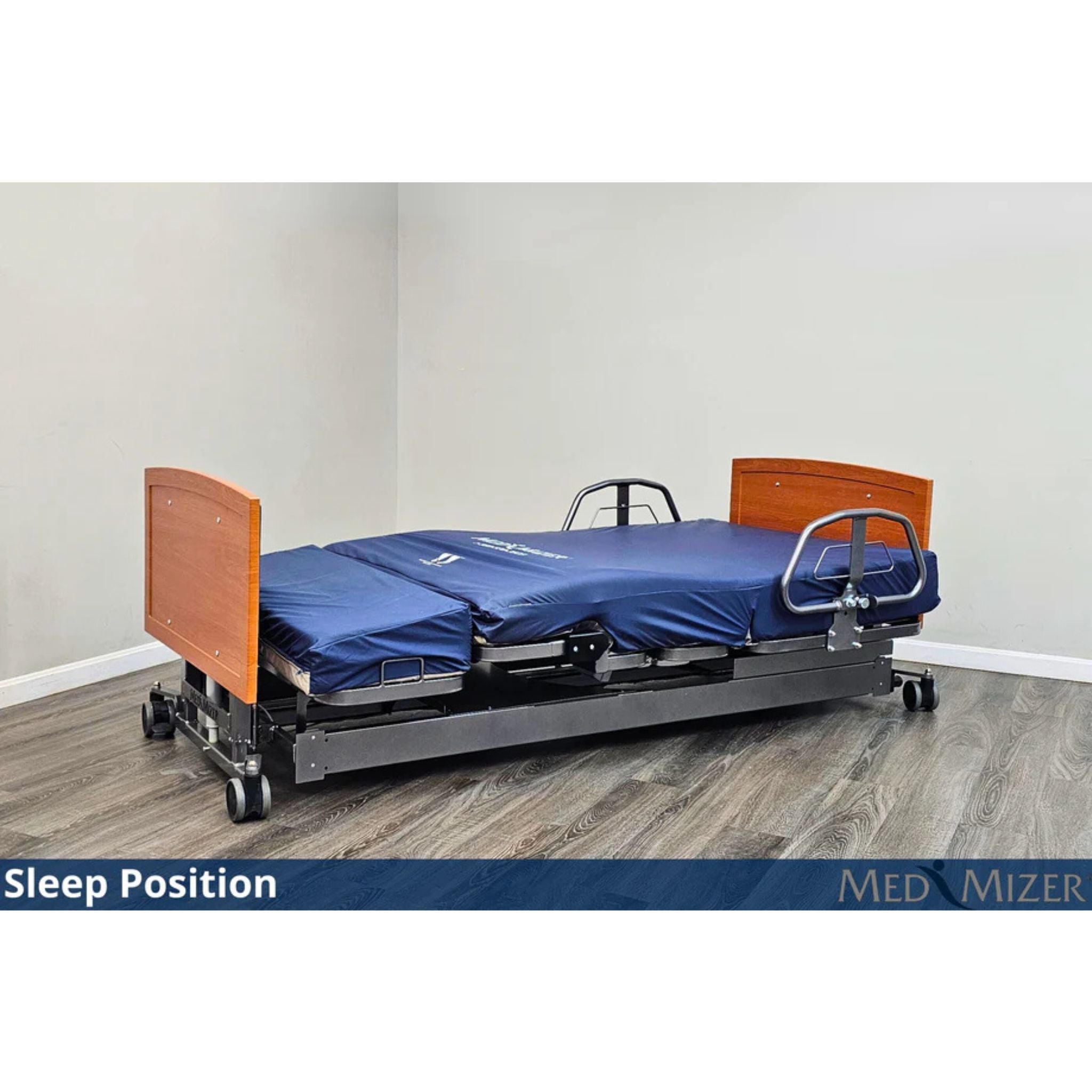 Med-Mizer ActiveCare Standard hospital bed flat in sleep position with side rails