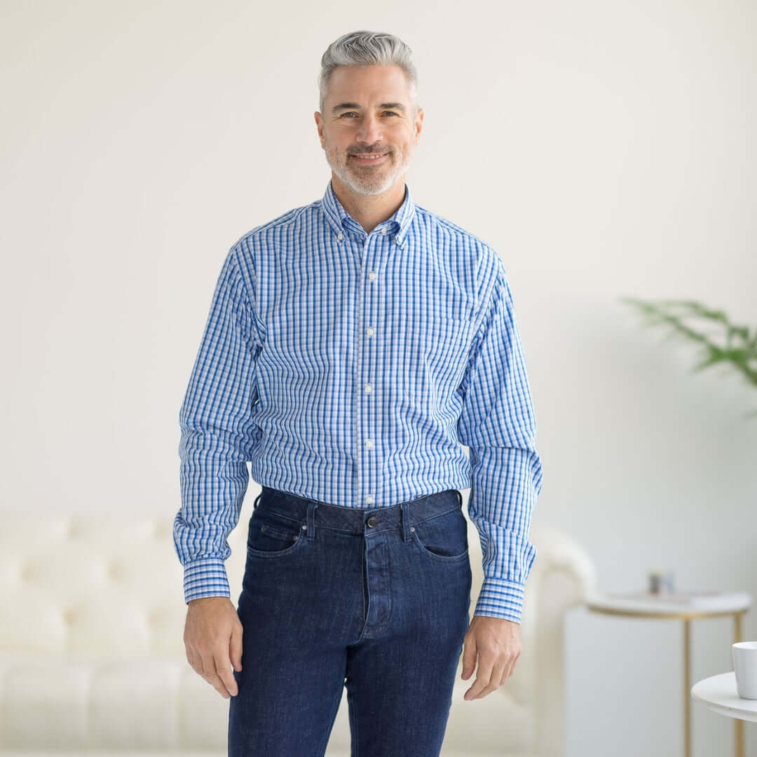 easy dressing cotton grid shirt arthritis parkinsons magnaready