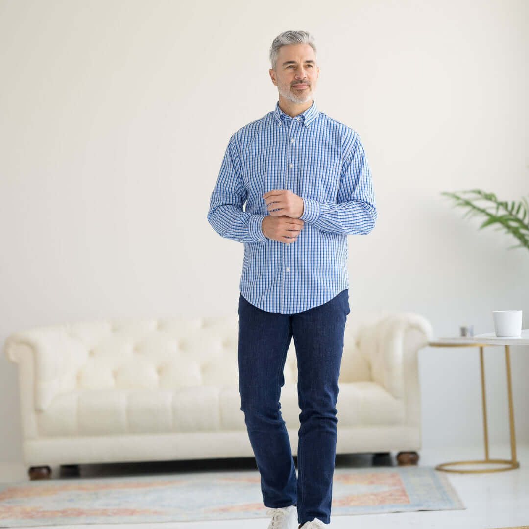 adaptive cotton grid shirt magnetic closures limited dexterity clothing