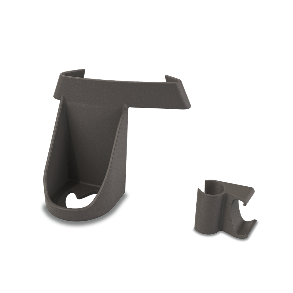 byACRE Carbon Overland cane holder kit with lower holder and interchangeable upper clip for rollators