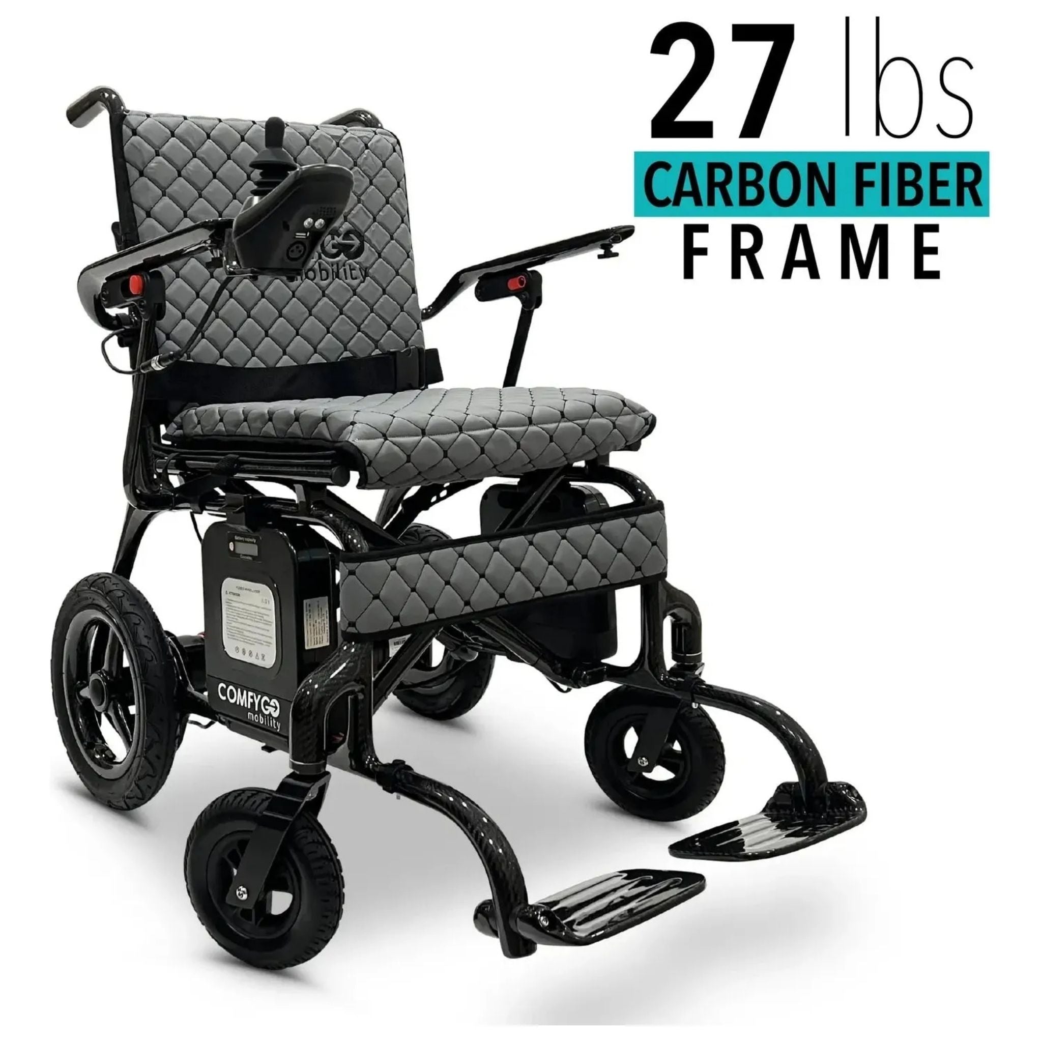 ComfyGO Phoenix Carbon Fiber electric wheelchair featuring an ultra-lightweight 27 lb carbon fiber frame, folding travel-ready design, ergonomic seating, and compact power mobility performance for everyday independence.