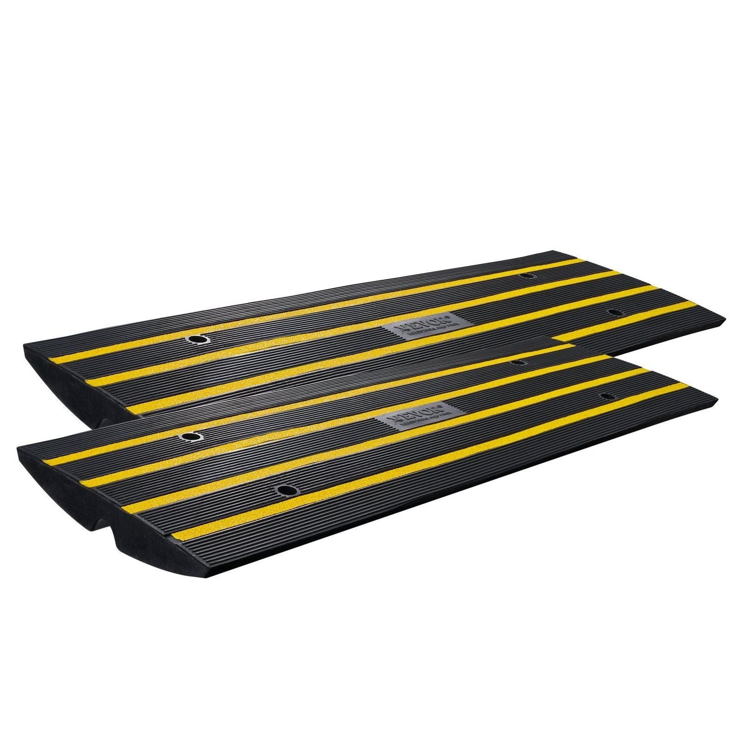 Rubber Curb Ramp for Driveway 2 Pack, 15T Heavy Duty Sidewalk Curb Ramp, 2.6" Rise Height Cable Cover Curbside Bridge Ramp for Garage for Low Cars, Wheelchairs