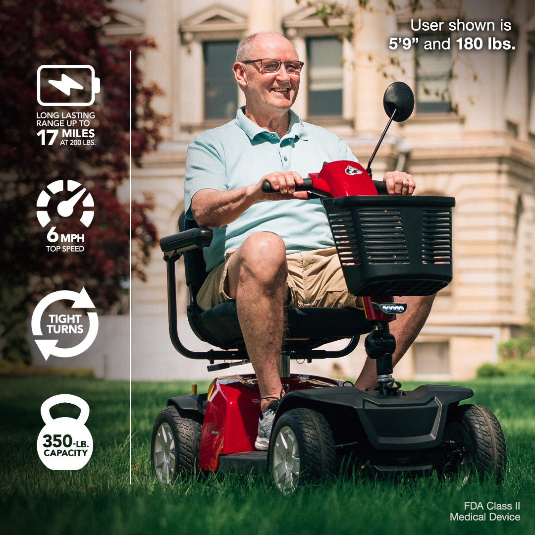 Rascal Conquest 4-Wheel Mobility Scooter – Stable Mid-Size Scooter with 16.9-Mile Range & Adjustable Comfort