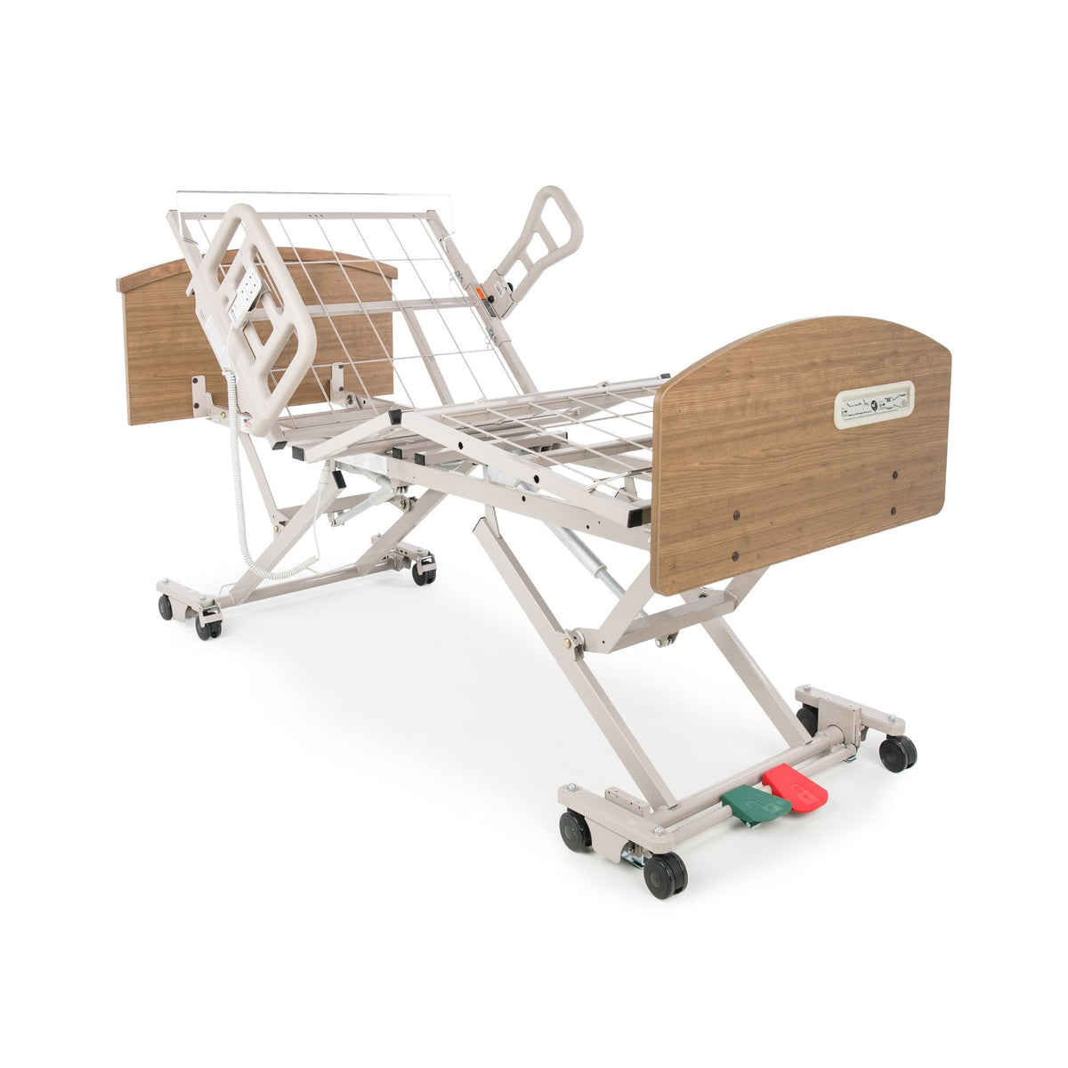 Graham-Field Zenith 7200 hi-lo bed in Comfort/Cardiac Chair position with head and knee sections raised