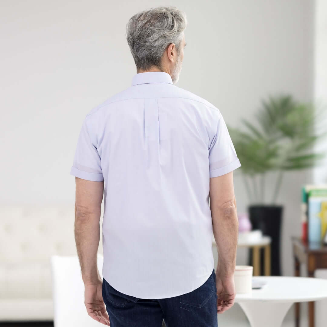 Lavender Short Sleeve Button Down Collar Shirt with Magnetic Closures