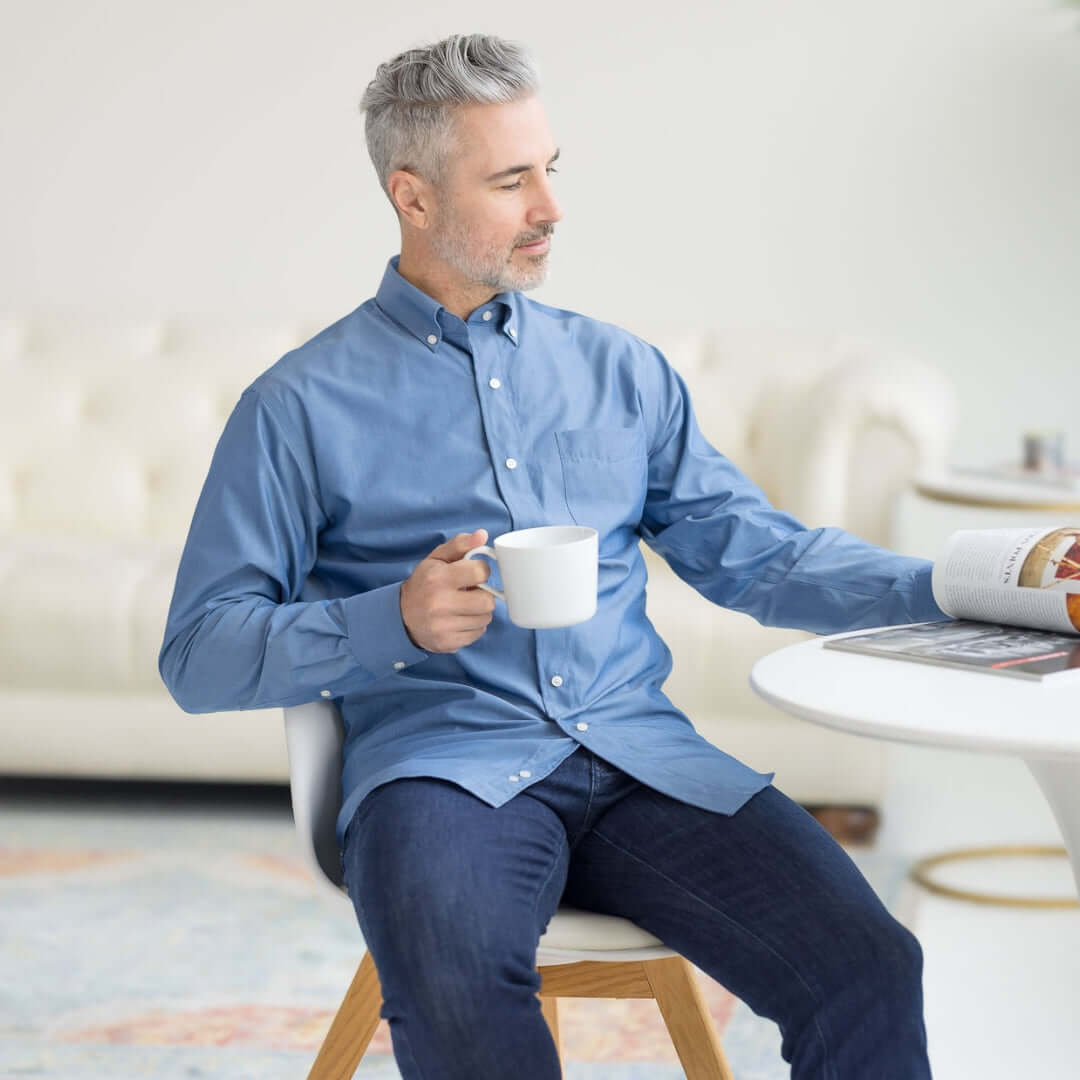 MagnaReady chambray adaptive shirt with magnetic cuffs