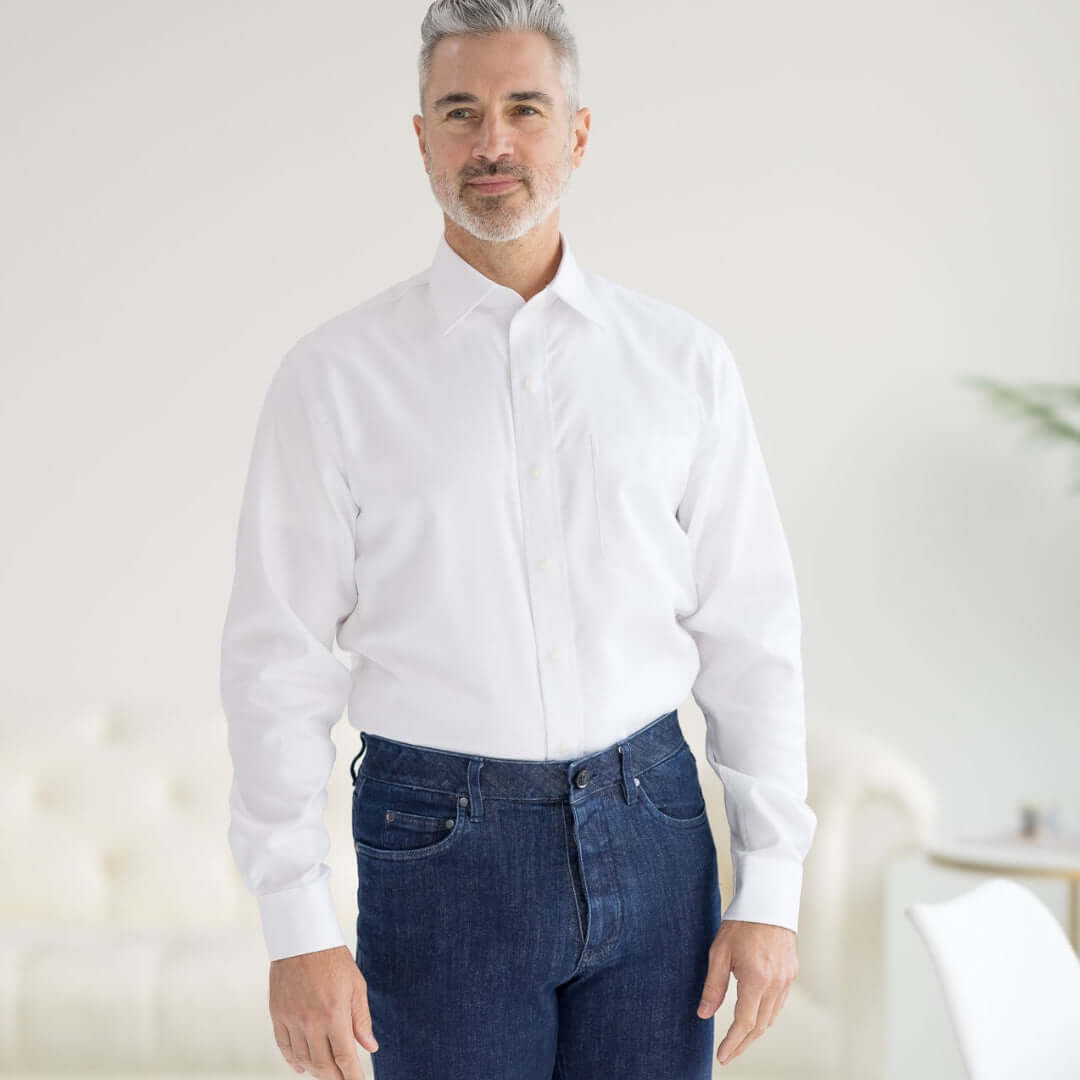 Long Sleeve White ‘Ryan’ Dress Shirt with Magnetic Closures