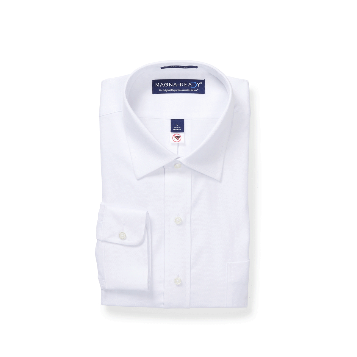 Long Sleeve White ‘Ryan’ Dress Shirt with Magnetic Closures