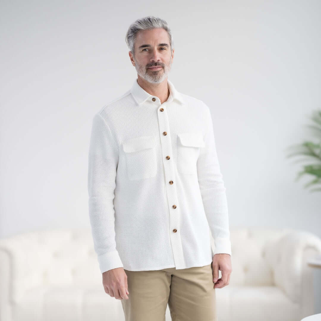 MagnaReady waffle weave magnetic shirt easy dressing adaptive clothing for seniors