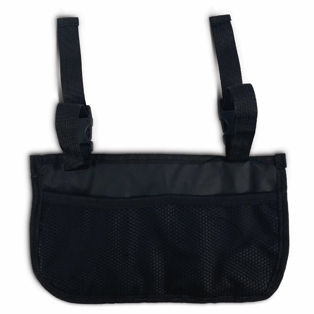 Back of the Majestic multipurpose bag showing the large mesh pocket and adjustable buckle straps