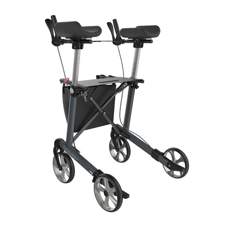 Rehasense SERVER W Upright Indoor Rollator – Forearm Support Walker with Foldable Design