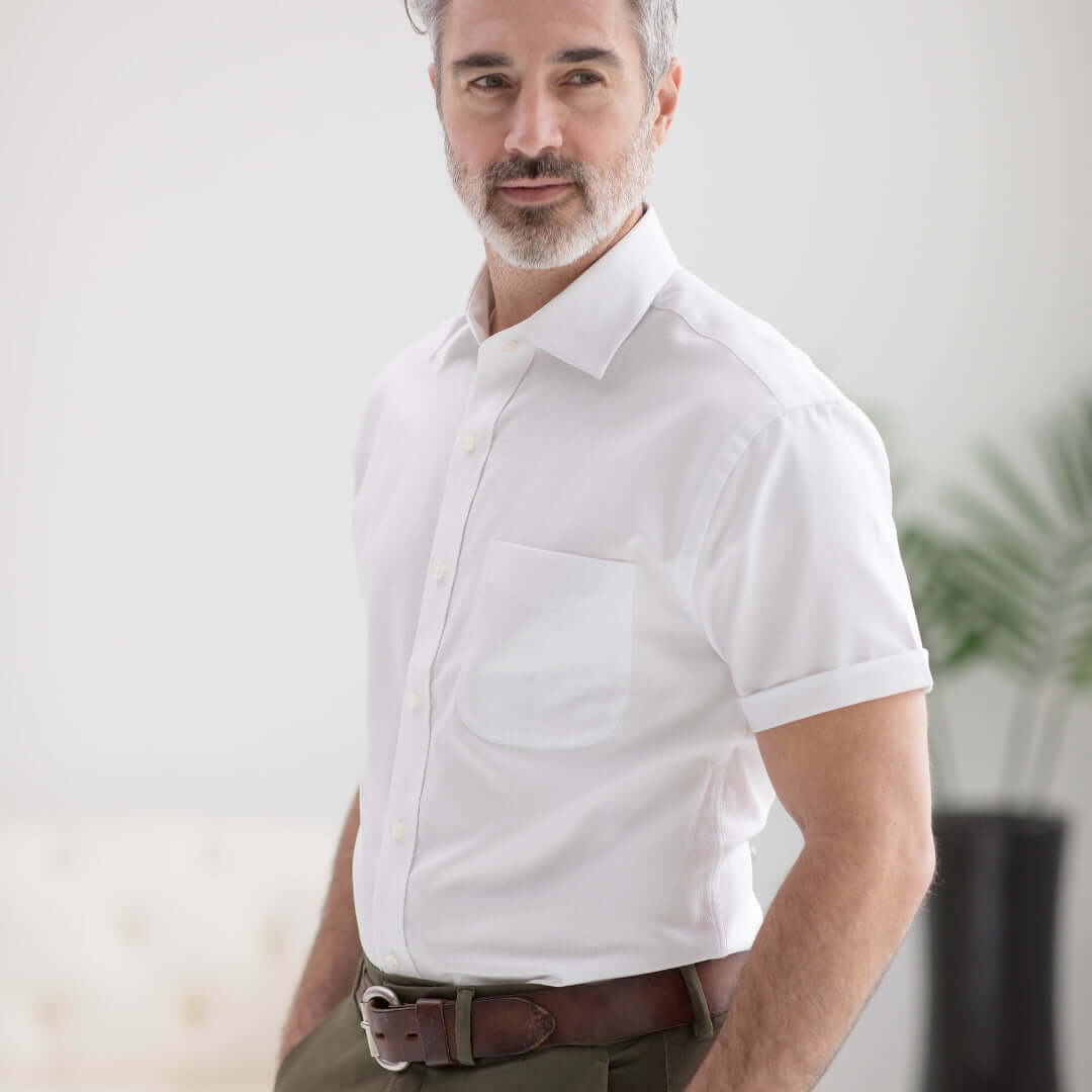 easy dressing adaptive shirt with magnetic buttons MagnaReady Ryan cotton poplin