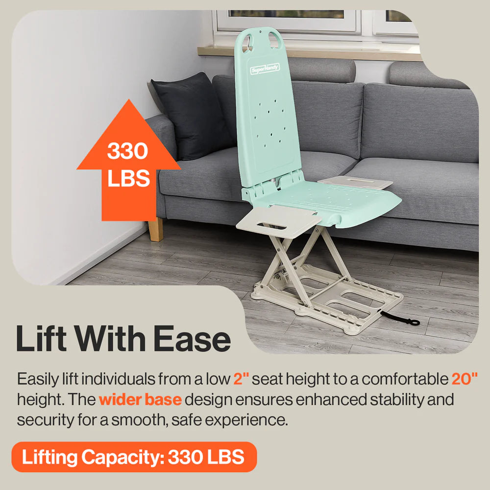 SuperHandy GoRise LT Portable Floor & Bath Lift – 330 lb Capacity Electric Lift