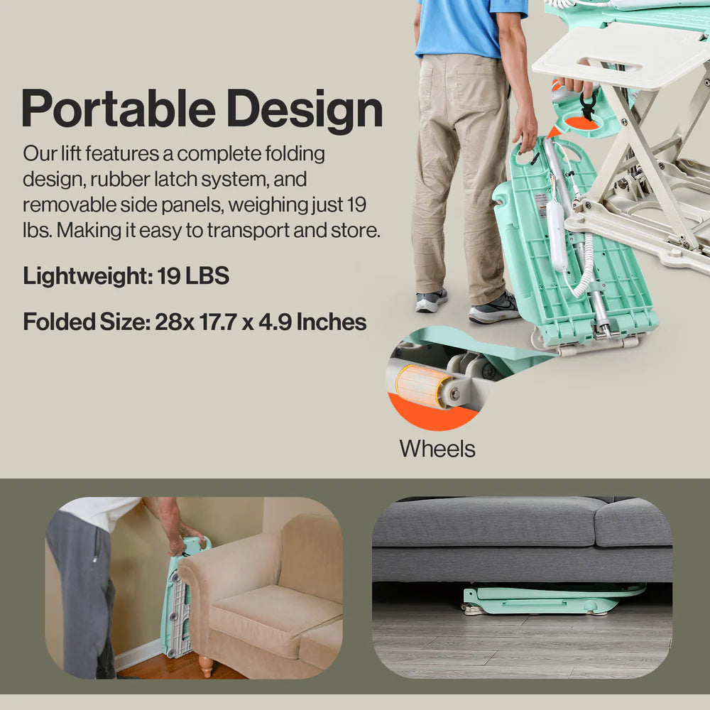 SuperHandy GoRise LT Portable Floor & Bath Lift – 330 lb Capacity Electric Lift
