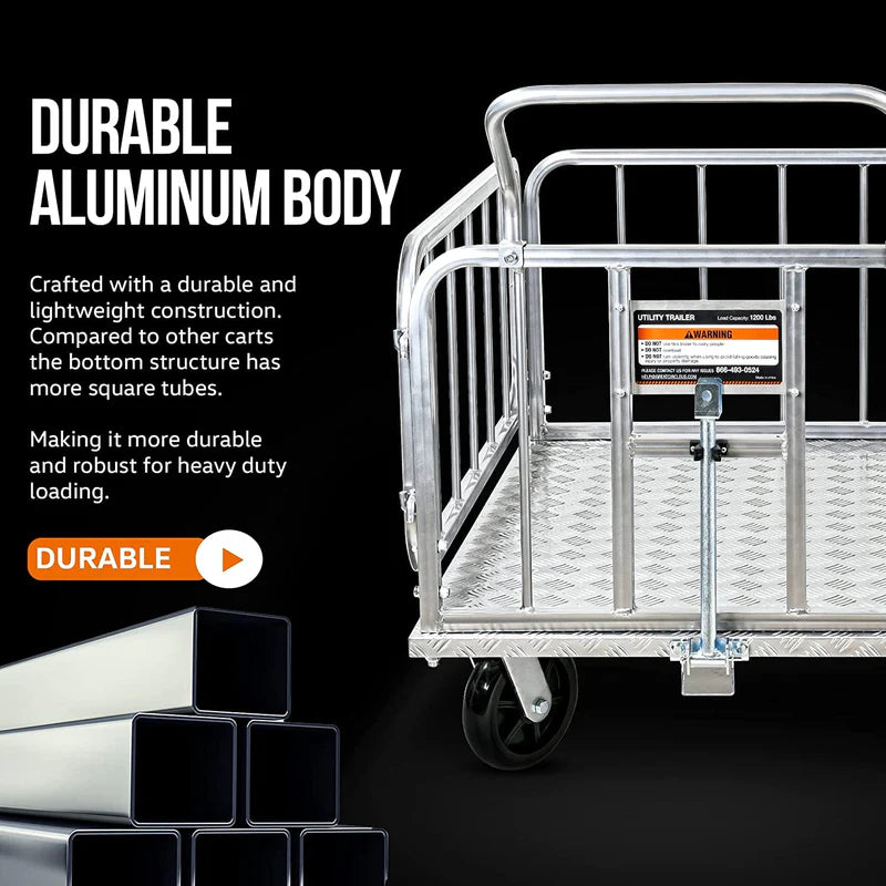 Platform Truck & Trailer - 1200Lb Capacity, Connects Directly to Utility Tugger