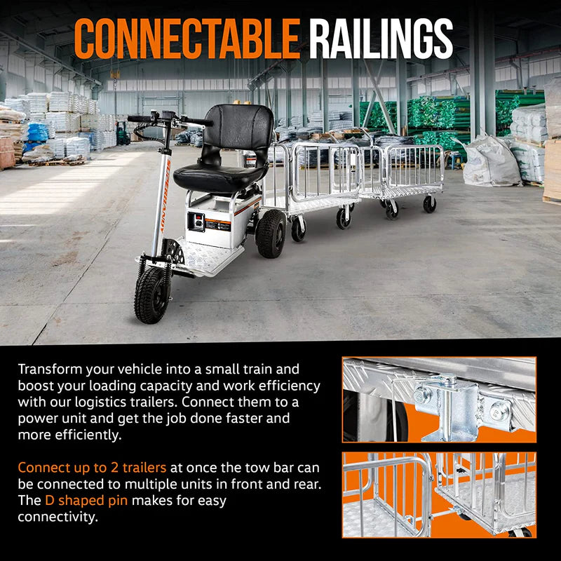 Platform Truck & Trailer - 1200Lb Capacity, Connects Directly to Utility Tugger