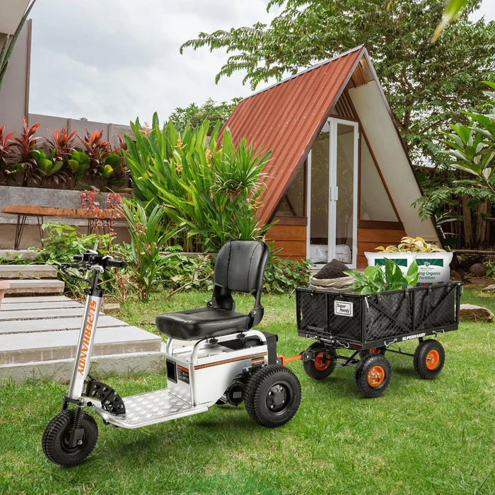 Towable Garden Cart - Quick Dump System, 10" Tires, Connects with Tugger Scooter