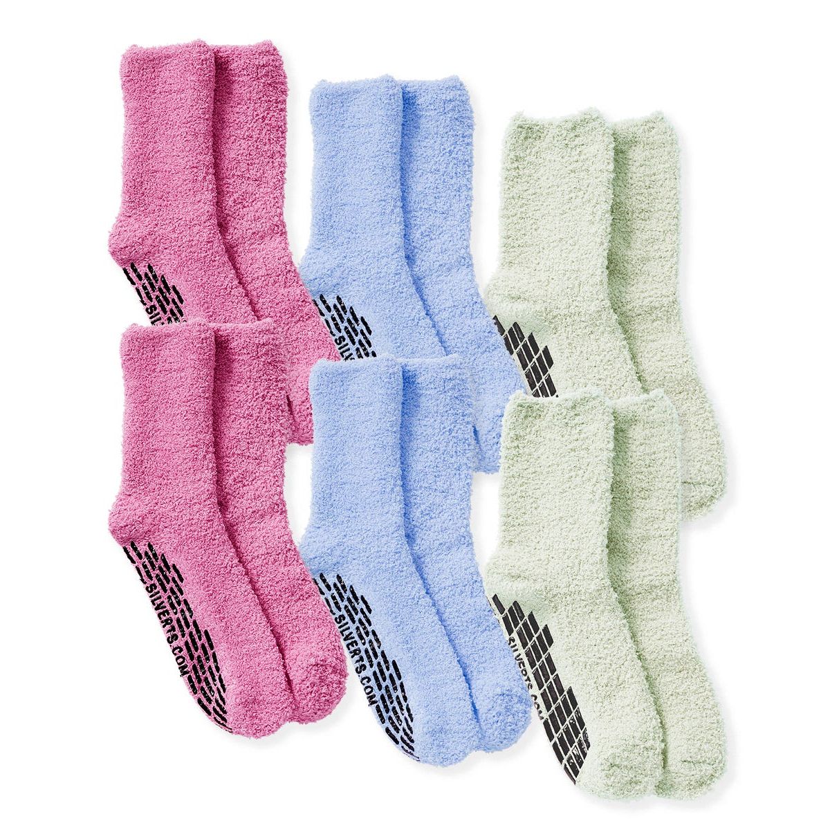 Mens / Womens Non Skid Hospital Socks - 6 Pack Slipper Socks