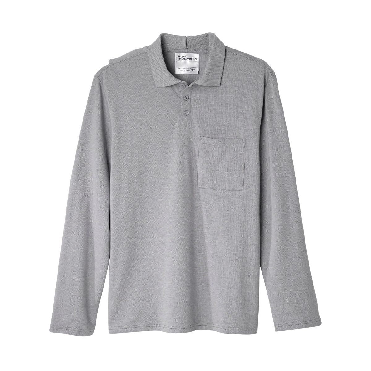 Men's Adaptive Open Back Polo Shirt with Long Sleeves