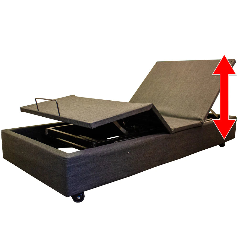 ELEVATE Wallhugger Height Adjustable Bed Base with Hi Lo Motor - Twin XL - Includes Free Waterproof Cover and Rails