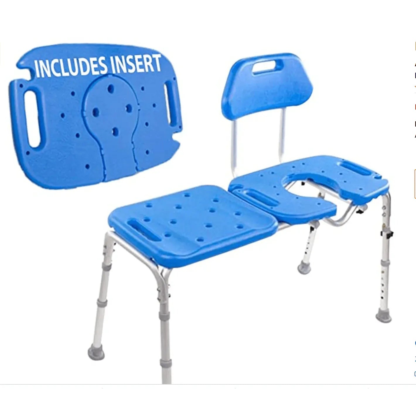 ALL-ACCESS Bath Transfer Bench with CUTOUT - Removable Insert