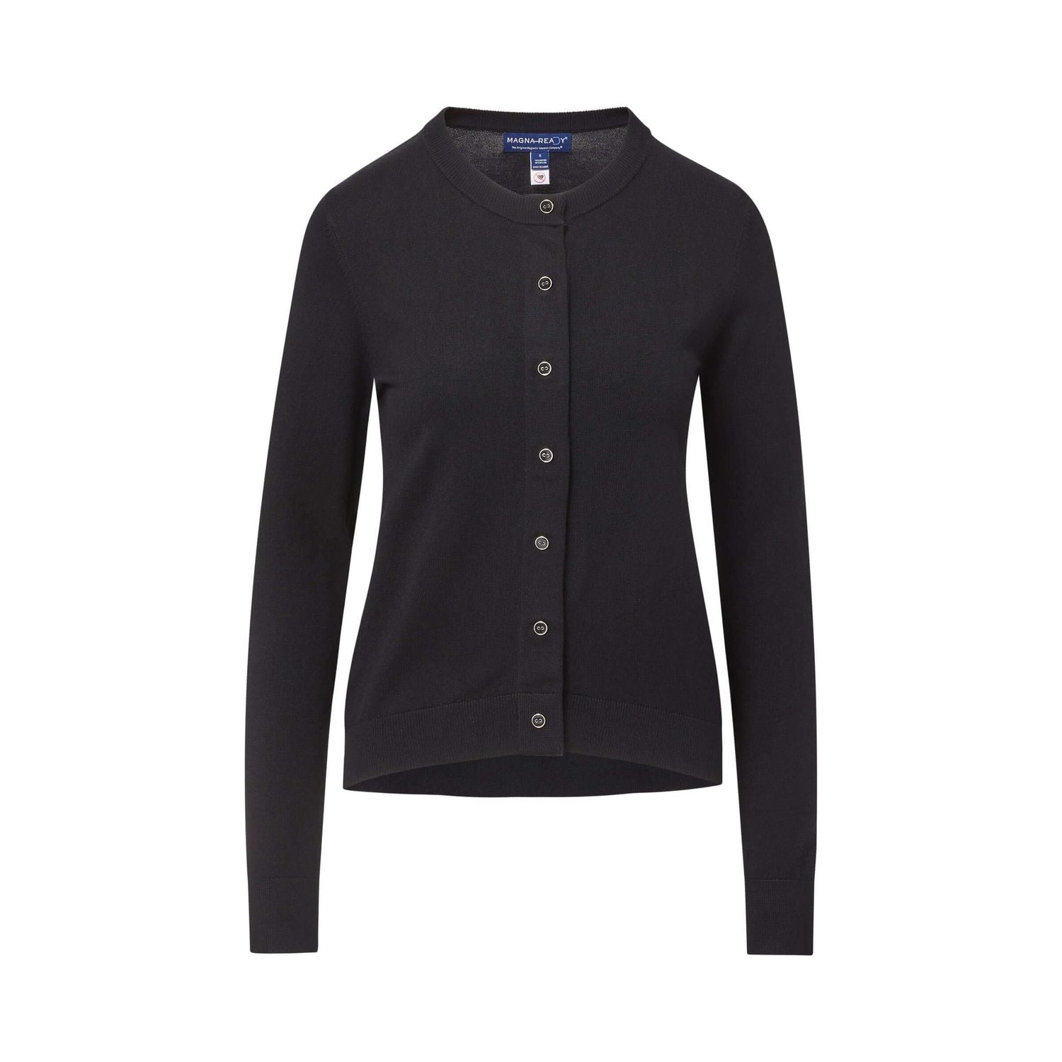 Women's Black Adaptive Magnetic Front Knit Cardigan Sweater by MagnaReady®