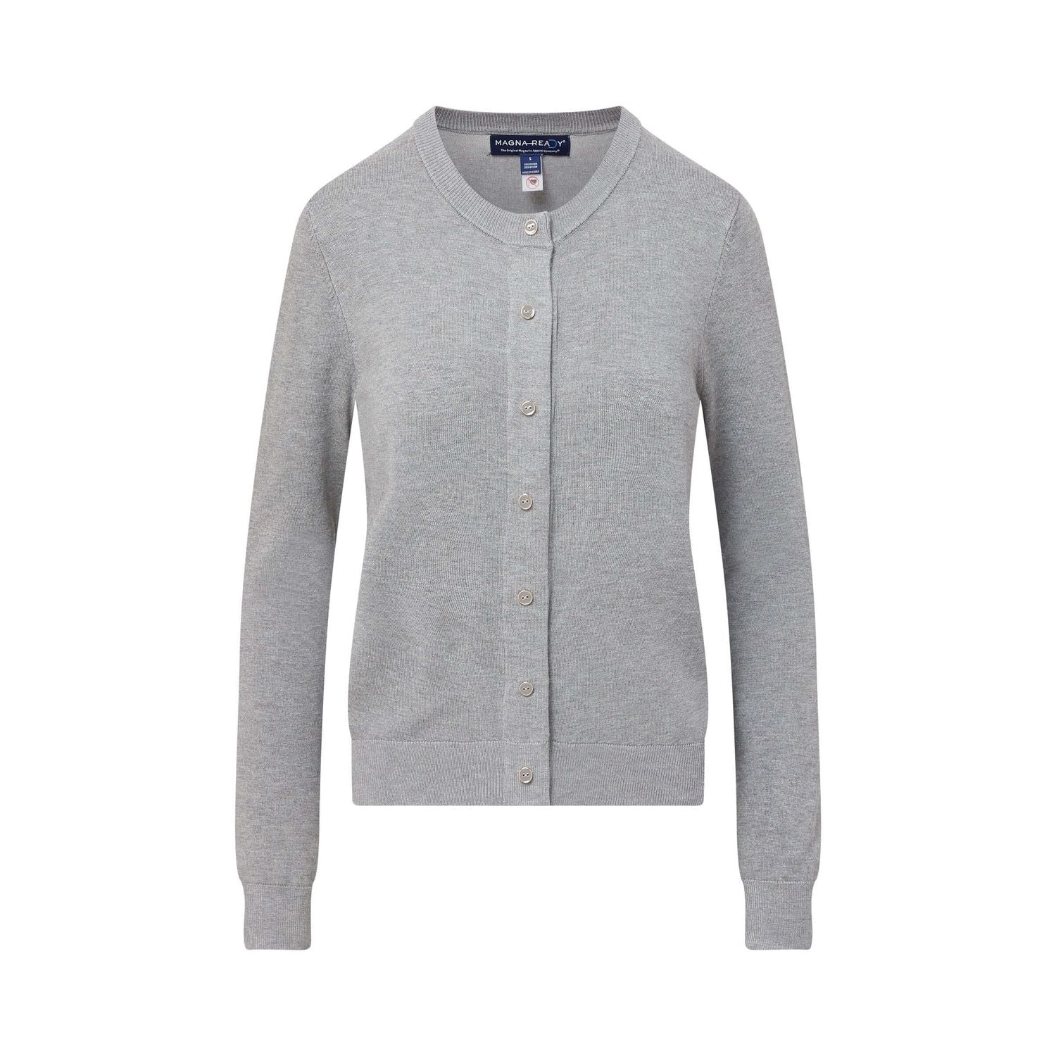 Women's Grey Adaptive Magnetic Front Knit Cardigan Sweater by MagnaReady®