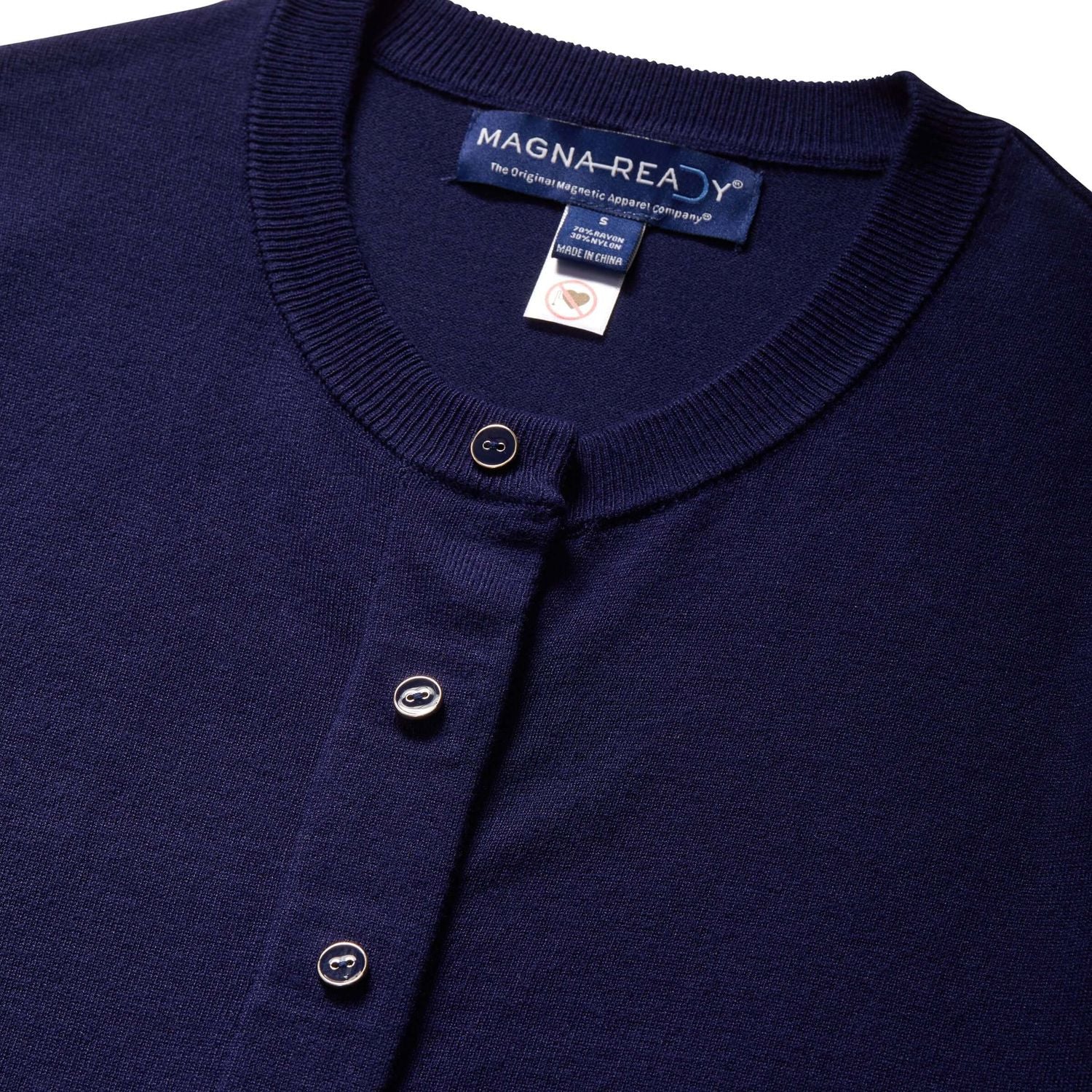 Women's Navy Adaptive Magnetic Front Knit Cardigan Sweater by MagnaReady®